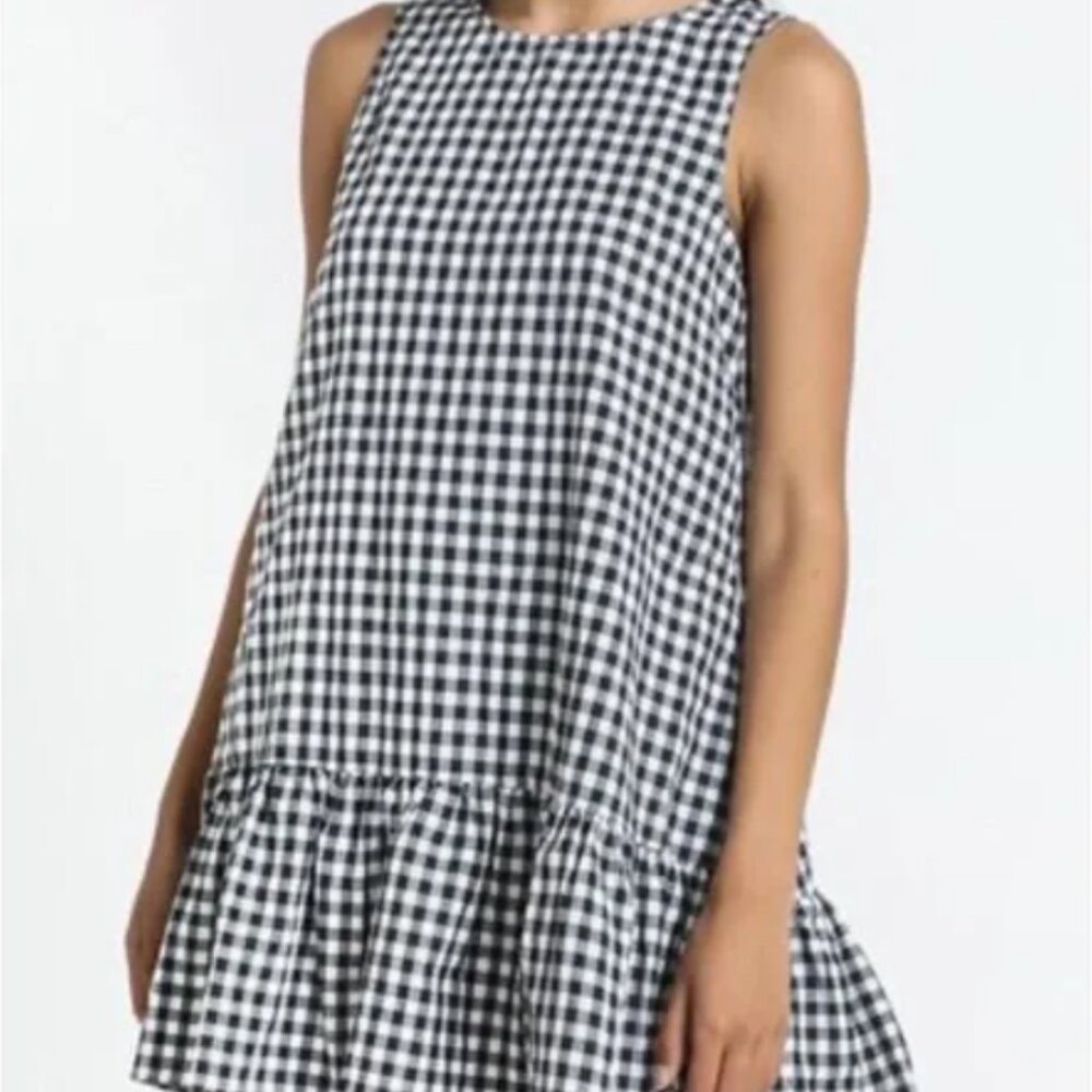 J. Crew Black & White Gingham Shift Dress